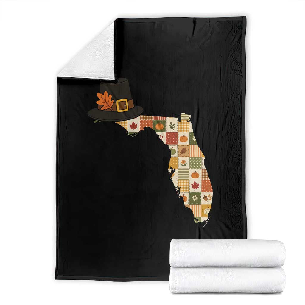 Florida Thanksgiving Pilgrim Hat Throw Blanket Autumn Harvest Vintage Gift