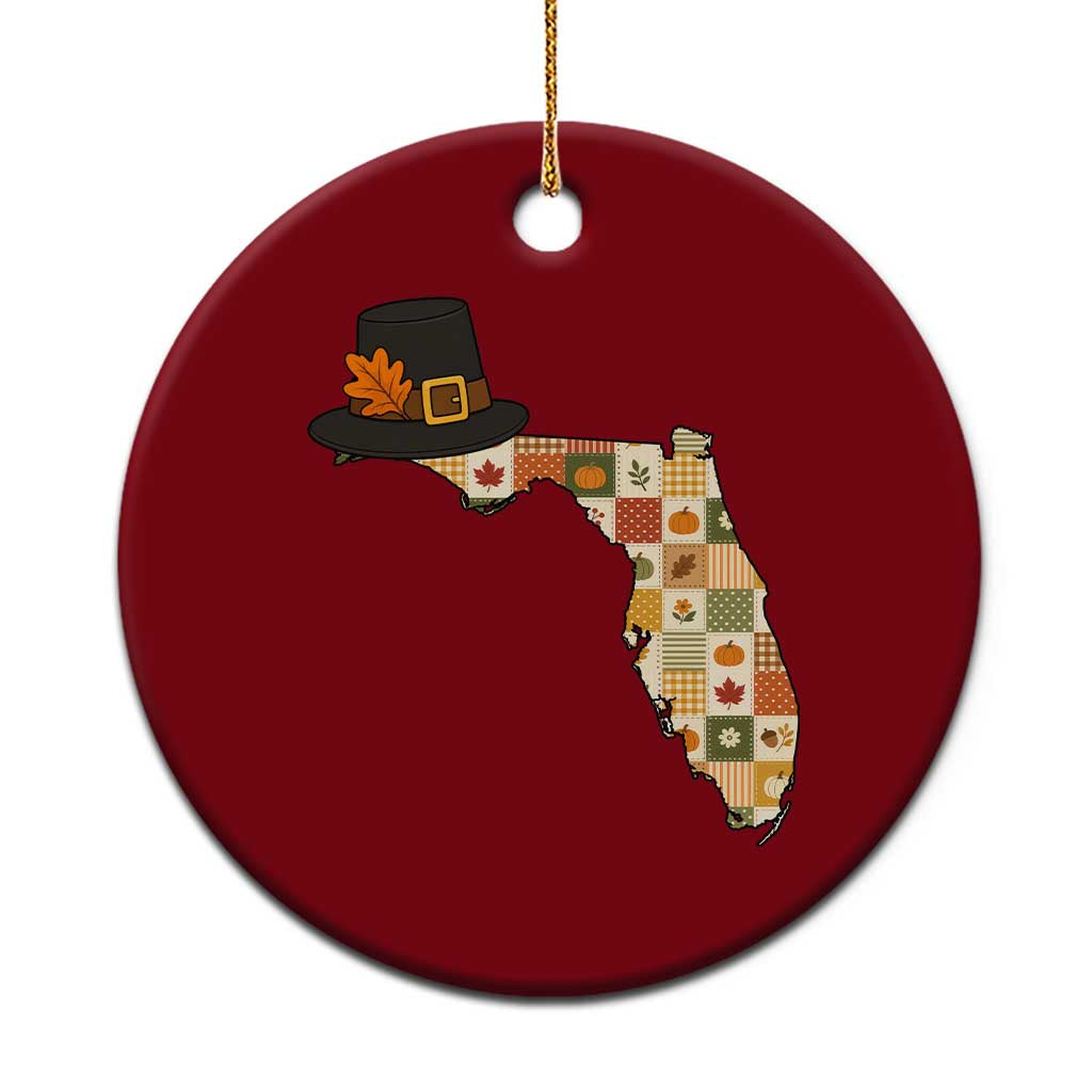 Florida Thanksgiving Pilgrim Hat Ceramic Ornament Autumn Harvest Vintage Gift