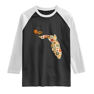Florida Thanksgiving Pilgrim Hat Raglan Shirt Autumn Harvest Vintage Gift