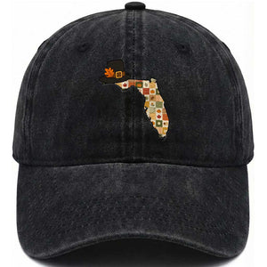 Florida Thanksgiving Pilgrim Hat Washed Cotton Baseball Cap Autumn Harvest Vintage Gift