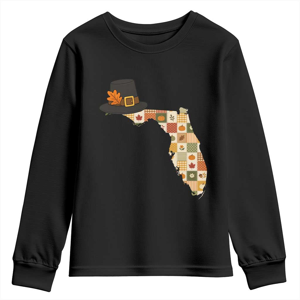 Florida Thanksgiving Pilgrim Hat Youth Sweatshirt Autumn Harvest Vintage Gift
