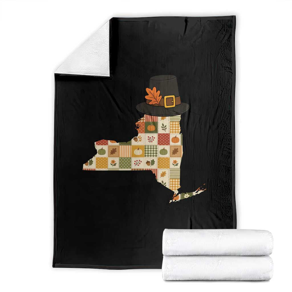 New York Thanksgiving Pilgrim Hat Throw Blanket Autumn Harvest Vintage Gift