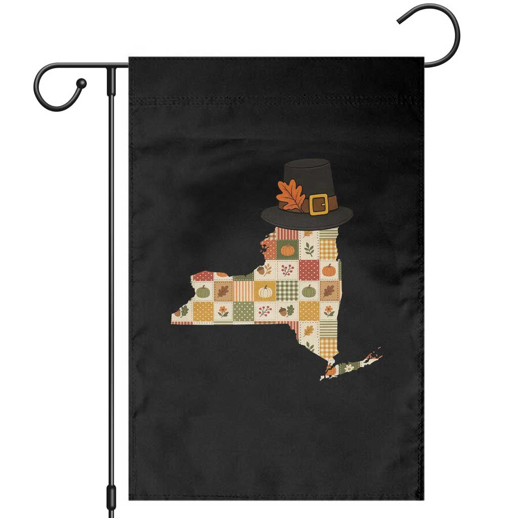New York Thanksgiving Pilgrim Hat Garden Flag Autumn Harvest Vintage Gift