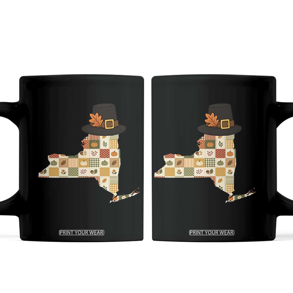 New York Thanksgiving Pilgrim Hat Coffee Mug Autumn Harvest Vintage Gift