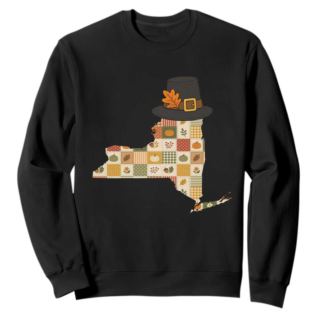 New York Thanksgiving Pilgrim Hat Sweatshirt Autumn Harvest Vintage Gift