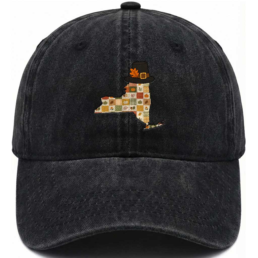 New York Thanksgiving Pilgrim Hat Washed Cotton Baseball Cap Autumn Harvest Vintage Gift