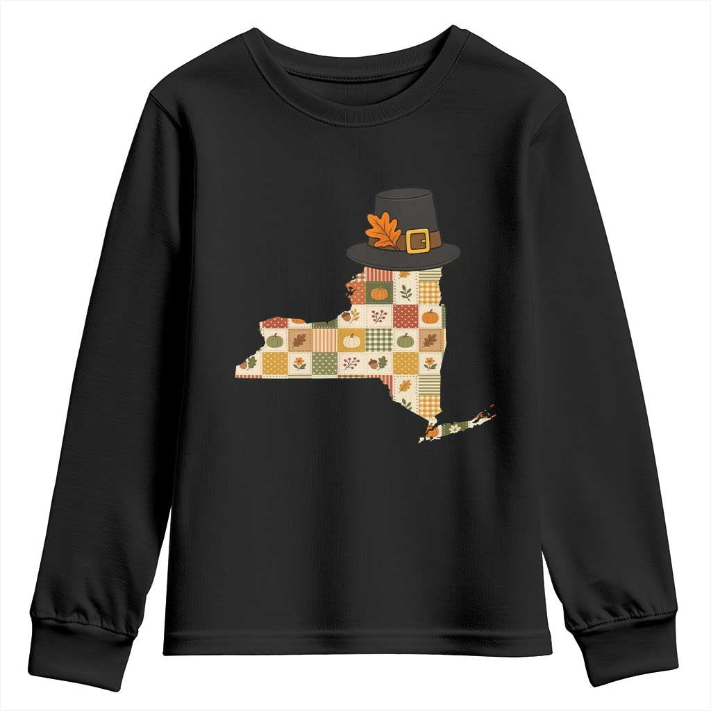 New York Thanksgiving Pilgrim Hat Youth Sweatshirt Autumn Harvest Vintage Gift