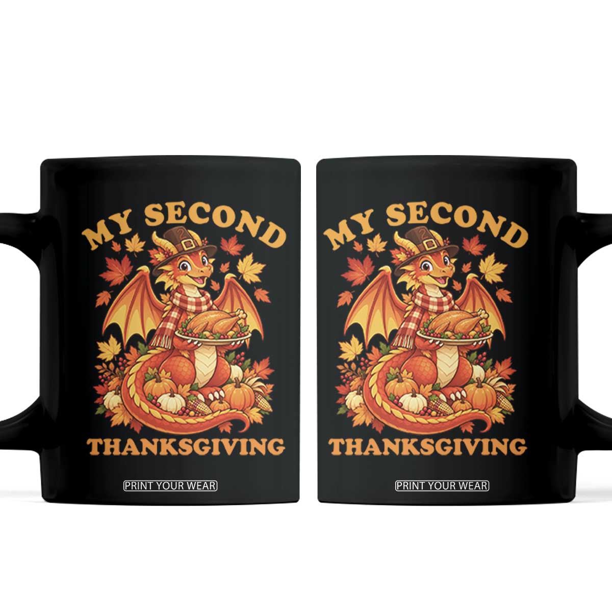 My 2nd Thanksgiving Cute Dragon Wearing A Pilgrim Hat Coffee Mug