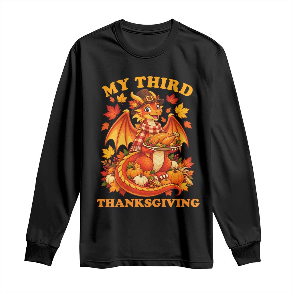 My 3rd Thanksgiving Cute Dragon Wearing A Pilgrim Hat Long Sleeve Shirt