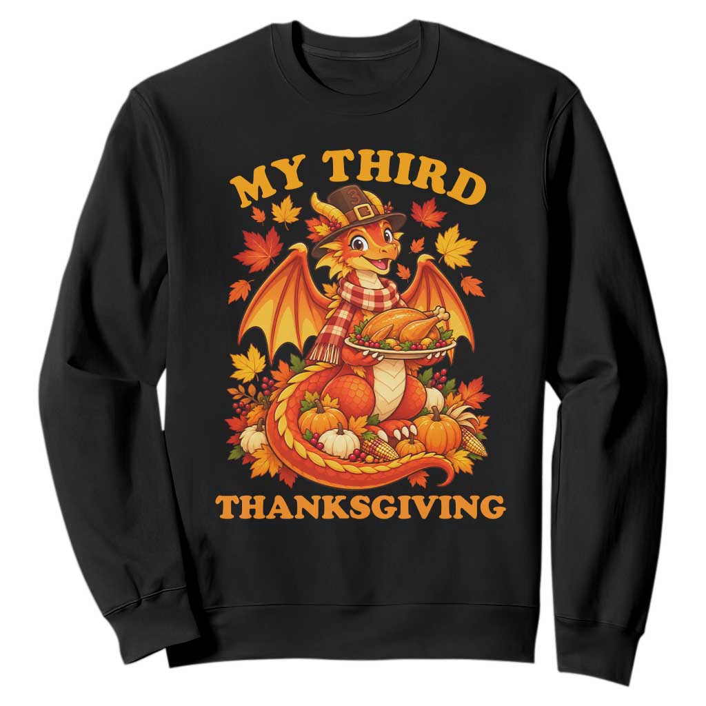 My 3rd Thanksgiving Cute Dragon Wearing A Pilgrim Hat Sweatshirt