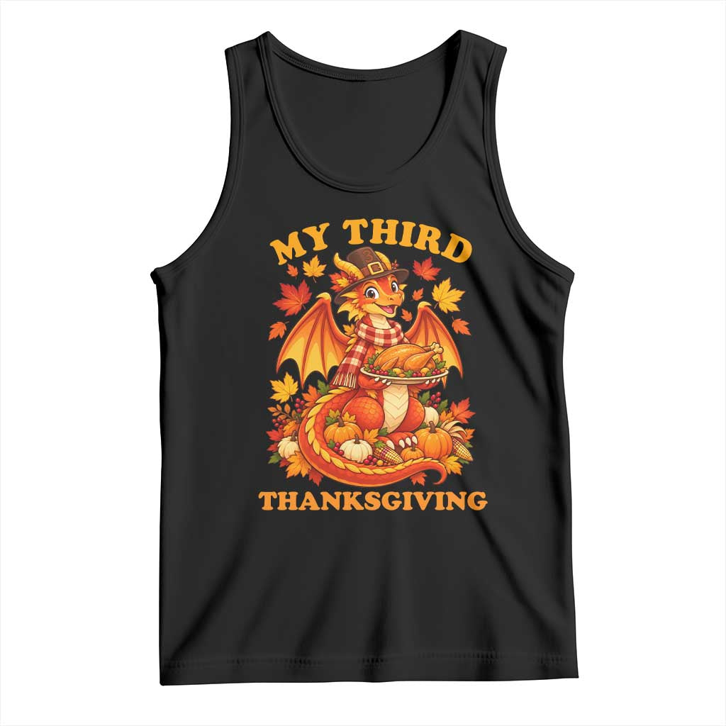 My 3rd Thanksgiving Cute Dragon Wearing A Pilgrim Hat Tank Top