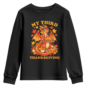 My 3rd Thanksgiving Cute Dragon Wearing A Pilgrim Hat Youth Sweatshirt