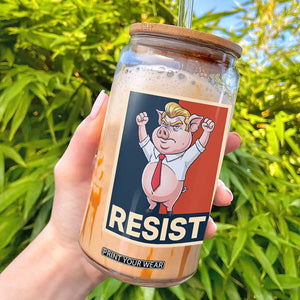 Funny Freedom Pig Resistance Movement Political Satire Meme Gift Glass Can TS12 Black Print Your Wear