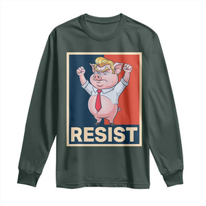 Funny Freedom Pig Resistance Movement Political Satire Meme Gift Long Sleeve Shirt TS12 Dark Forest Green Print Your Wear