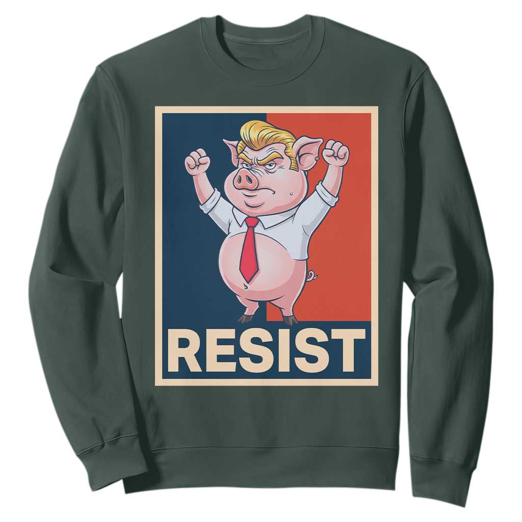 Funny Freedom Pig Resistance Movement Political Satire Meme Gift Sweatshirt TS12 Dark Forest Green Print Your Wear
