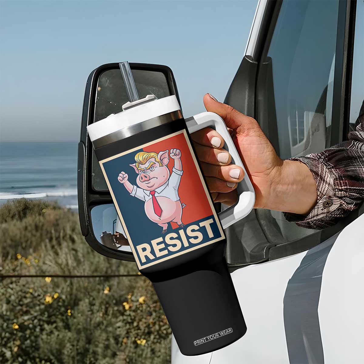 Funny Freedom Pig Resistance Movement Political Satire Meme Gift Tumbler With Handle TS12 Print Your Wear