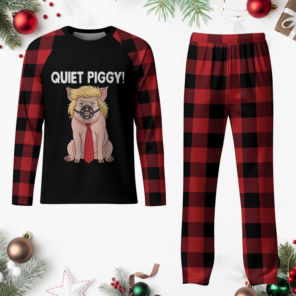 Quiet Quiet Piggy Plaid Pajama Set Funny Sarcastic Political Anti Authoritarian TS12 Buffalo Plaid Print Your Wear
