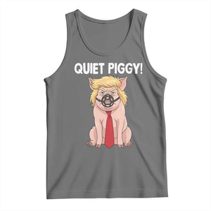 Quiet Quiet Piggy Tank Top Funny Sarcastic Political Anti Authoritarian TS12 Black Heather Print Your Wear