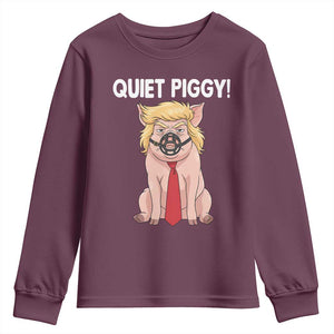 Quiet Quiet Piggy Youth Sweatshirt Funny Sarcastic Political Anti Authoritarian TS12 Maroon Print Your Wear