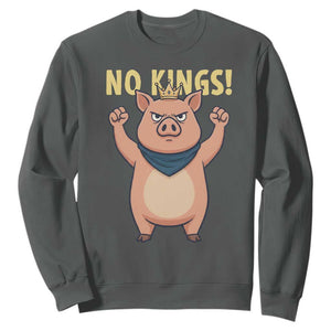 No Kings Pig Sweatshirt Resistance Movement Anti Authoritarian Gift TS12 Dark Heather Print Your Wear