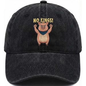 No Kings Pig Washed Cotton Baseball Cap Resistance Movement Anti Authoritarian Gift TS12 Print Your Wear