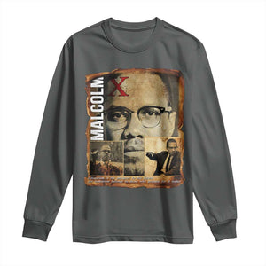 Education Is The Passport To The Future Long Sleeve Shirt Malcolm X Quote TS12 Dark Heather Print Your Wear