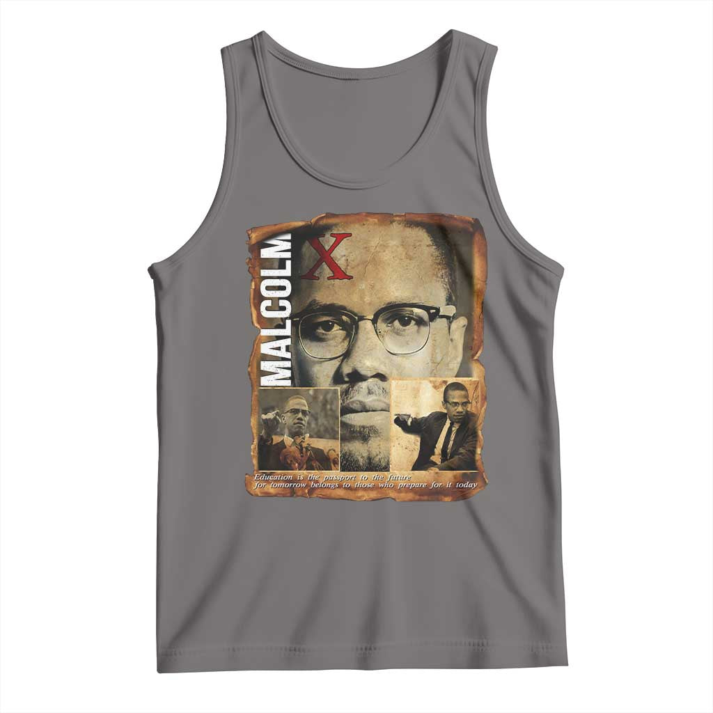 Education Is The Passport To The Future Tank Top Malcolm X Quote TS12 Deep Heather Print Your Wear