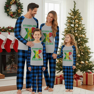 Stumbling Is Not Falling Plaid Pajama Set African American Black History Month TS12 Blue Plaid Print Your Wear