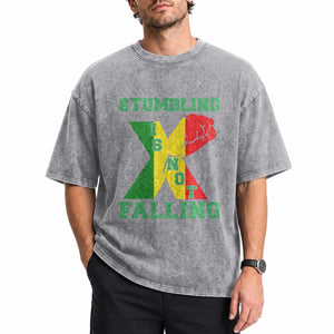 Stumbling Is Not Falling Washed Cotton T-Shirt African American Black History Month