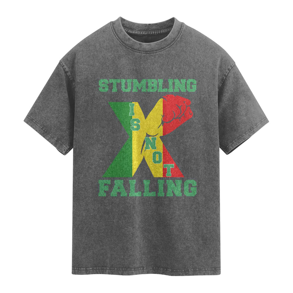 Stumbling Is Not Falling Washed Cotton T-Shirt African American Black History Month