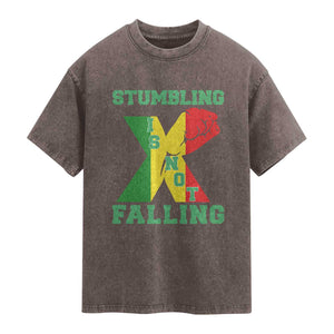 Stumbling Is Not Falling Washed Cotton T-Shirt African American Black History Month