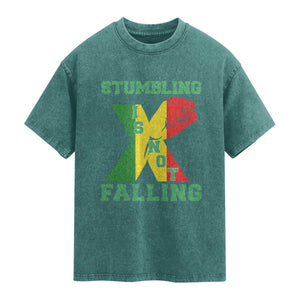 Stumbling Is Not Falling Washed Cotton T-Shirt African American Black History Month