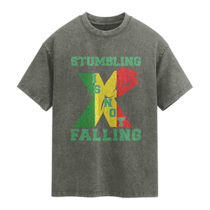Stumbling Is Not Falling Washed Cotton T-Shirt African American Black History Month