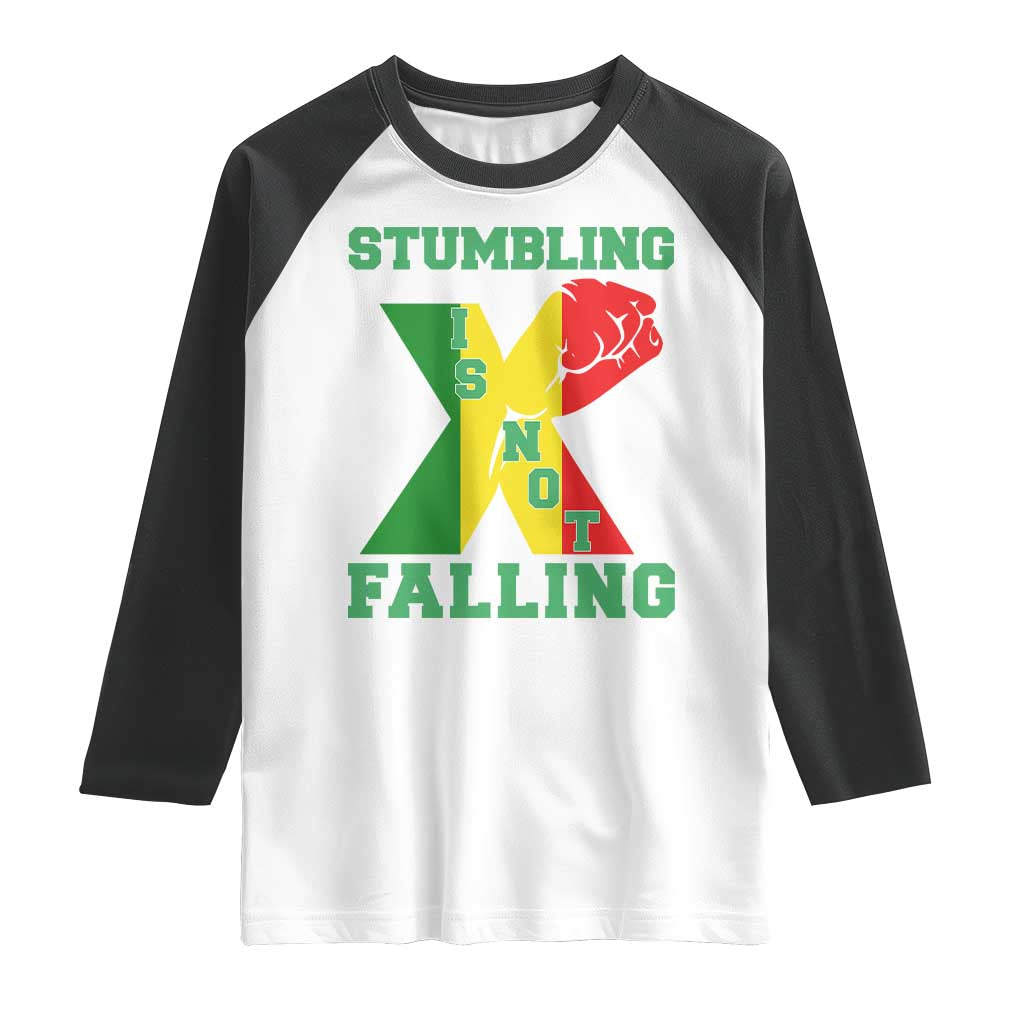 Stumbling Is Not Falling Raglan Shirt African American Black History Month TS12 White Black Print Your Wear