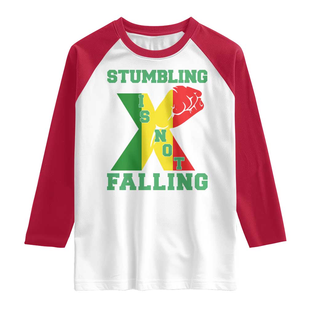 Stumbling Is Not Falling Raglan Shirt African American Black History Month TS12 White Red Print Your Wear