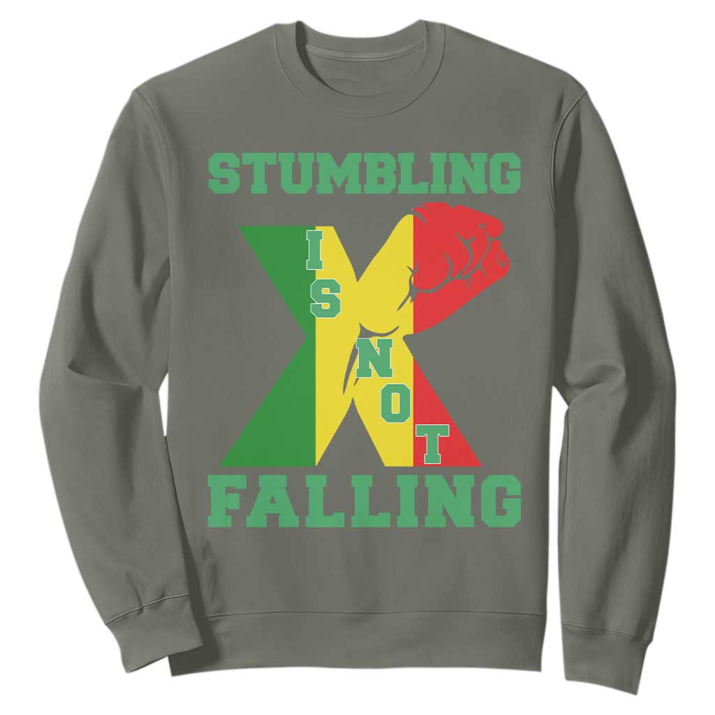 Stumbling Is Not Falling Sweatshirt African American Black History Month TS12 Military Green Print Your Wear