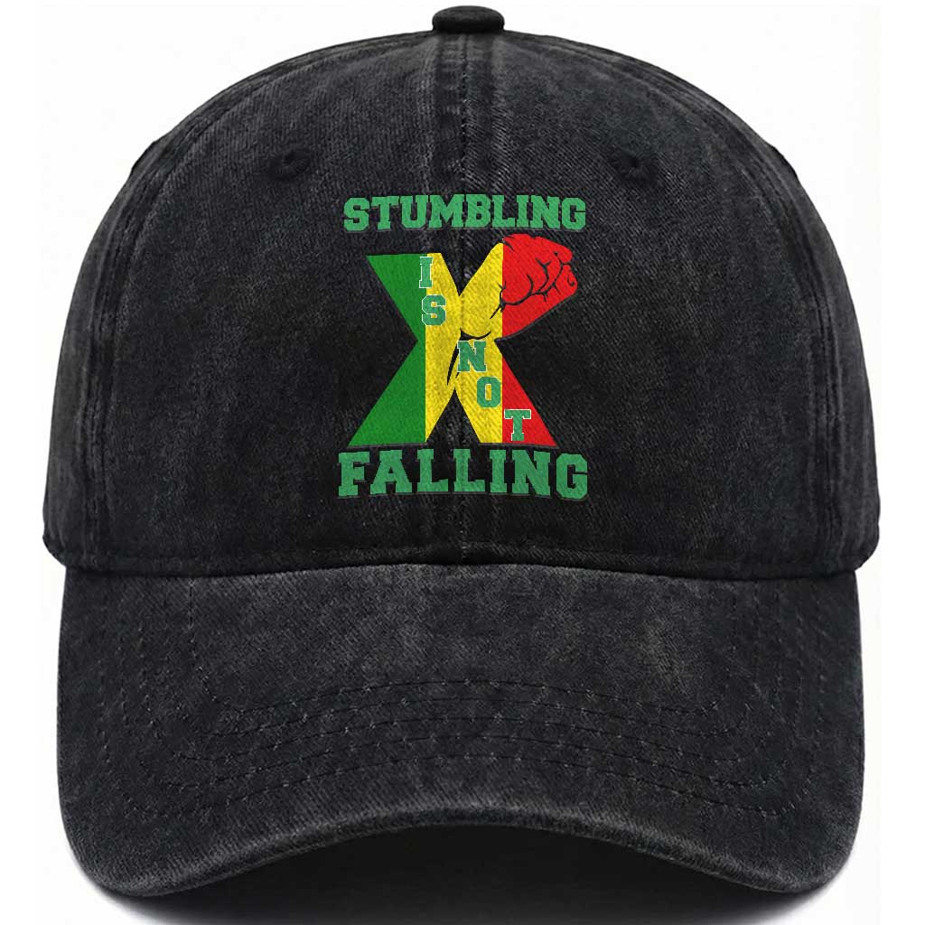 Stumbling Is Not Falling Washed Cotton Baseball Cap African American Black History Month TS12 Print Your Wear