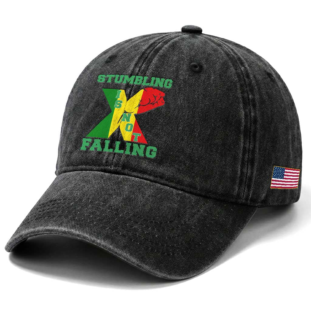 Stumbling Is Not Falling Washed Cotton Baseball Cap African American Black History Month TS12 Print Your Wear
