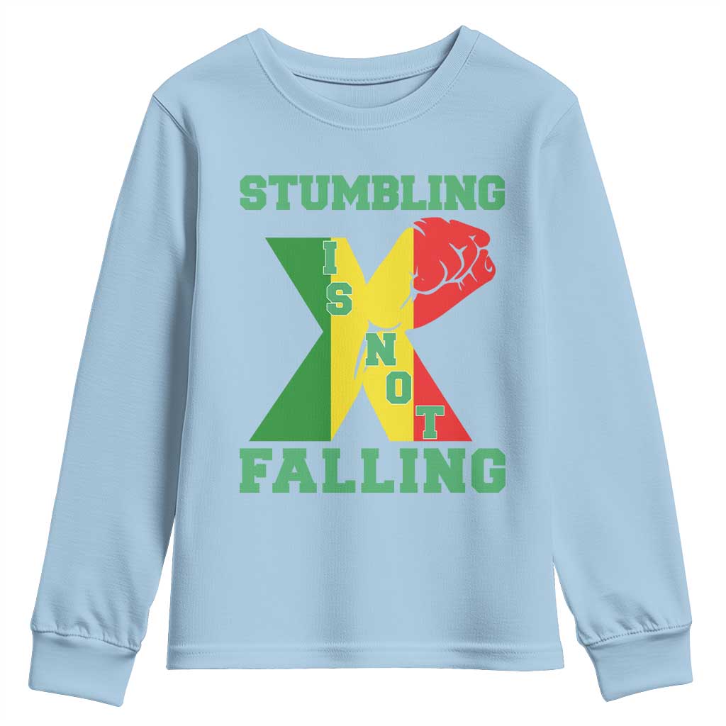Stumbling Is Not Falling Youth Sweatshirt African American Black History Month TS12 Light Blue Print Your Wear