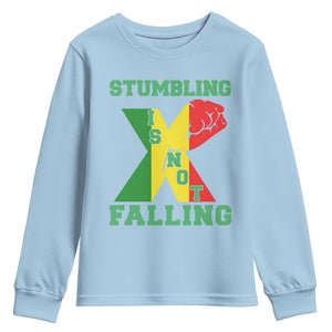 Stumbling Is Not Falling Youth Sweatshirt African American Black History Month TS12 Light Blue Print Your Wear