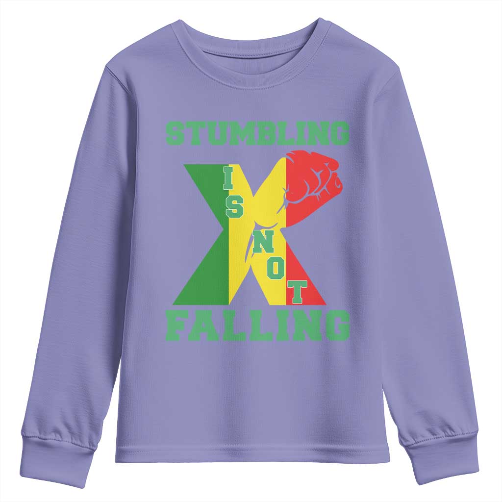 Stumbling Is Not Falling Youth Sweatshirt African American Black History Month TS12 Violet Print Your Wear