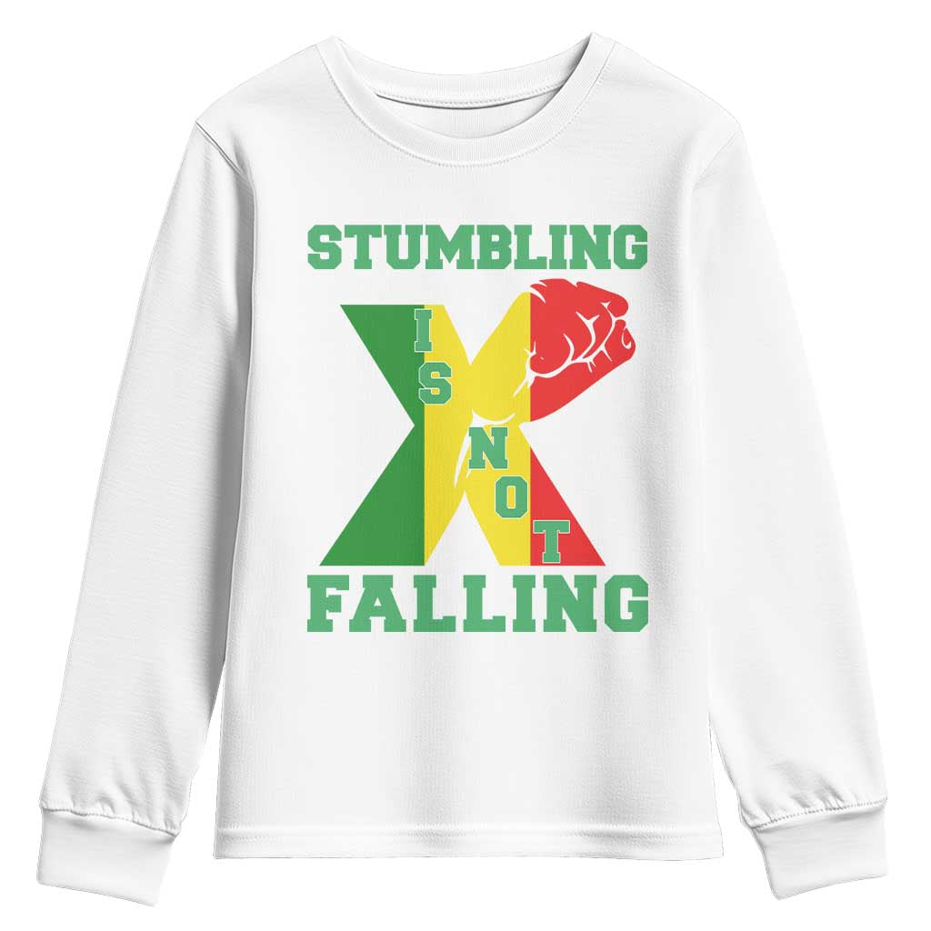 Stumbling Is Not Falling Youth Sweatshirt African American Black History Month TS12 White Print Your Wear