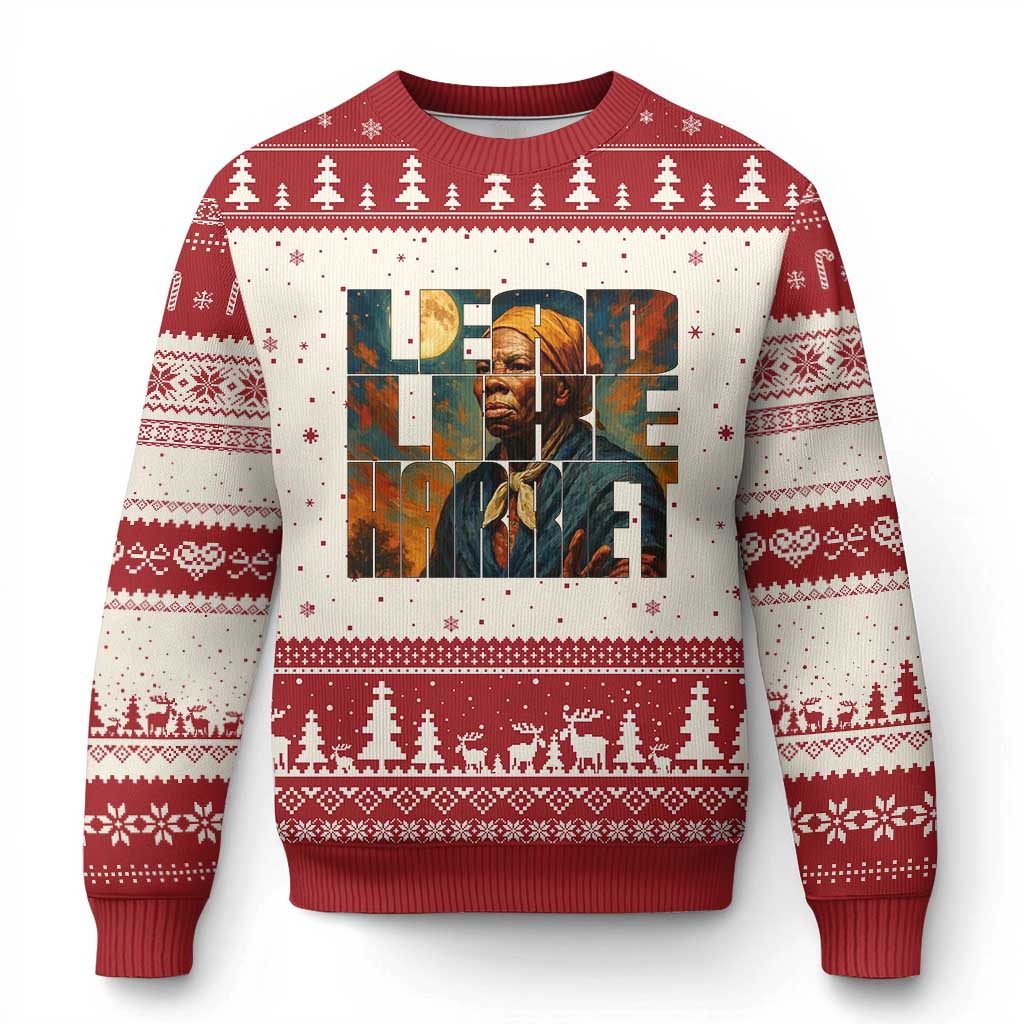 Lead Like Harriet Ugly Christmas Sweater Black History Month Juneteenth Quote TS12 Beige Red Print Your Wear