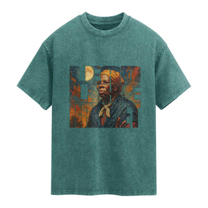 Lead Like Harriet Washed Cotton T-Shirt Black History Month Juneteenth Quote