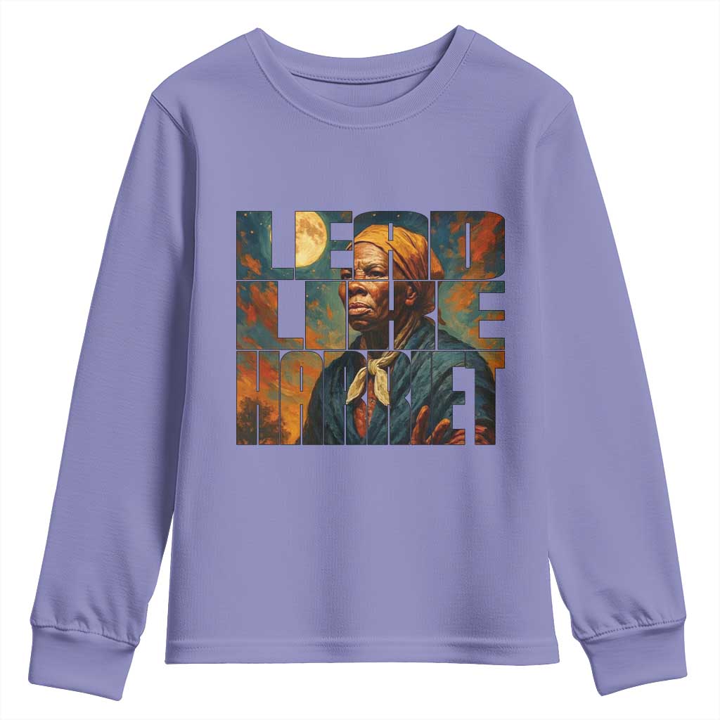 Lead Like Harriet Youth Sweatshirt Black History Month Juneteenth Quote TS12 Violet Print Your Wear