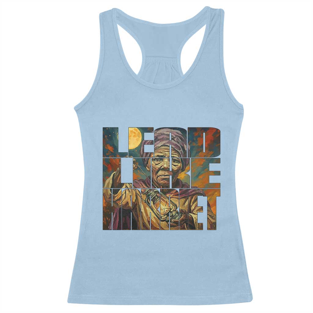 Lead Like Harriet Racerback Tank Top Black Women Leadership Quote TS12 Light Blue Print Your Wear