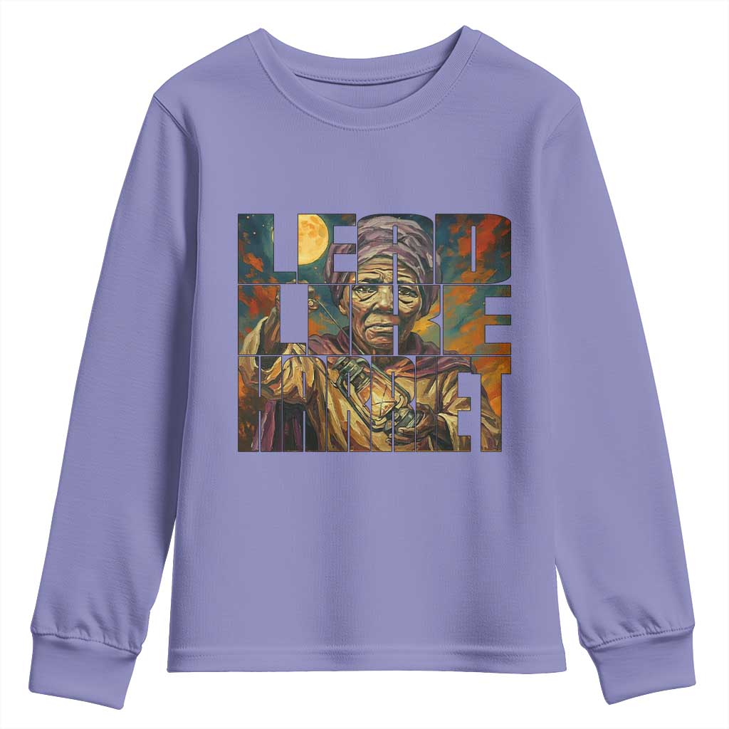 Lead Like Harriet Youth Sweatshirt Black Women Leadership Quote TS12 Violet Print Your Wear