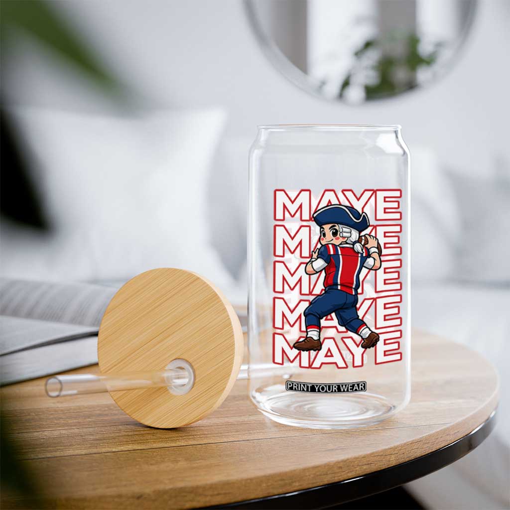 Funny NE Football Fan Gift Glass Can Maye Lover TS12 Print Your Wear