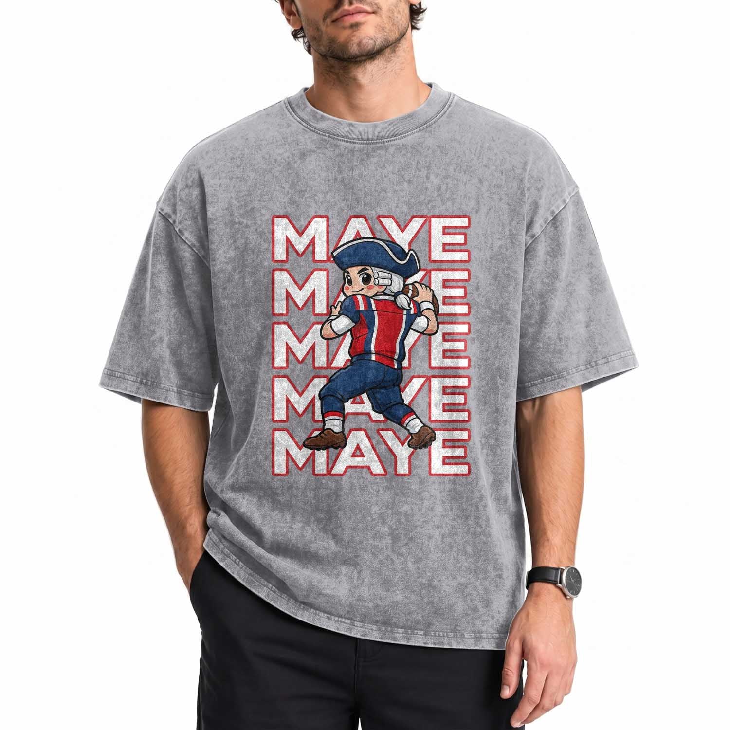 Funny NE Football Fan Gift Washed Cotton T-Shirt Maye Lover