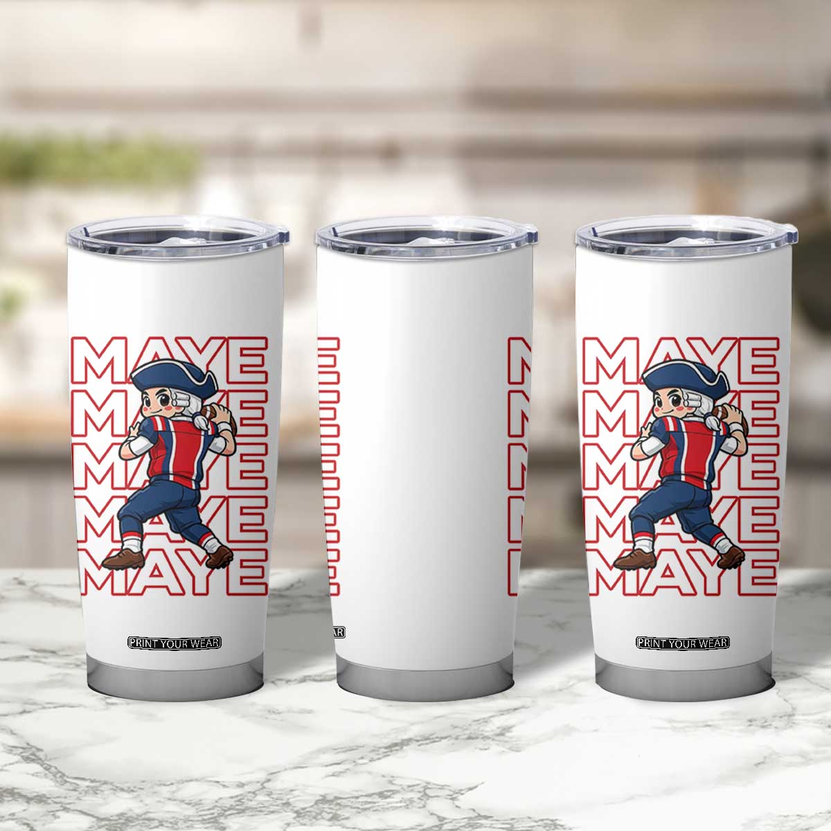 Funny NE Football Fan Gift Tumbler Cup Maye Lover TS12 Print Your Wear